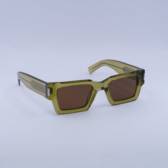 🕶️ New Saint Laurent SL572 008 Sunglasses - Green Frame, Brown Lenses - Picture 1 of 11